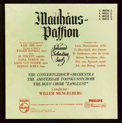 Matthaus-Passion BWV 244 - conducted by Willem Mengelberg